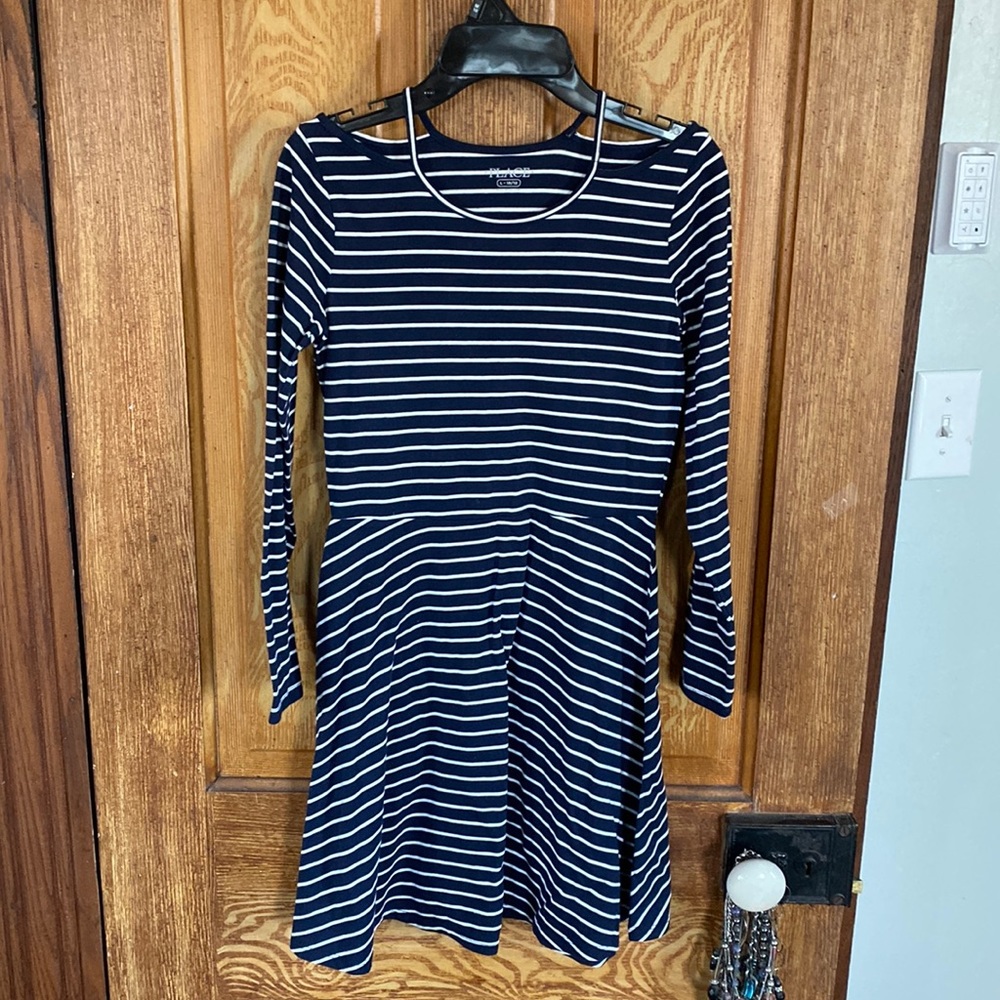 Navy/white skater dress by children’s place size 10/12